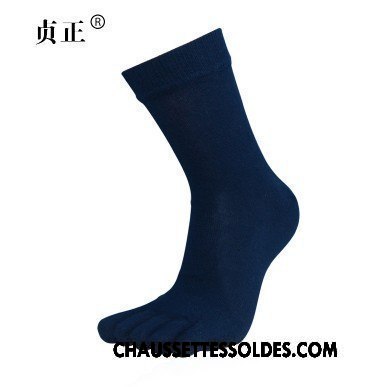 Chaussettes Courtes Homme Absorber La Sueur Cinq Doigts Été Anti-odeur Chaussettes En Coton De Travail Bleu Marin