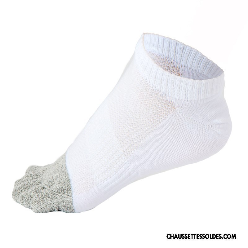 Chaussettes Courtes Homme Anti-odeur Engrener Antibactérien Cinq Doigts Respirant Blanc
