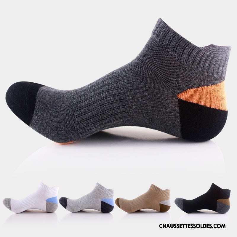 Chaussettes Courtes Homme Basket Matelassé Mouvement Le Nouveau Respirant Chaussette Basse Coupée Gris