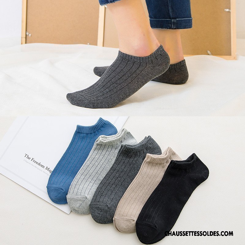 Chaussettes Courtes Homme Basse 100% Coton Le Nouveau Hiver L'automne Pure Gris