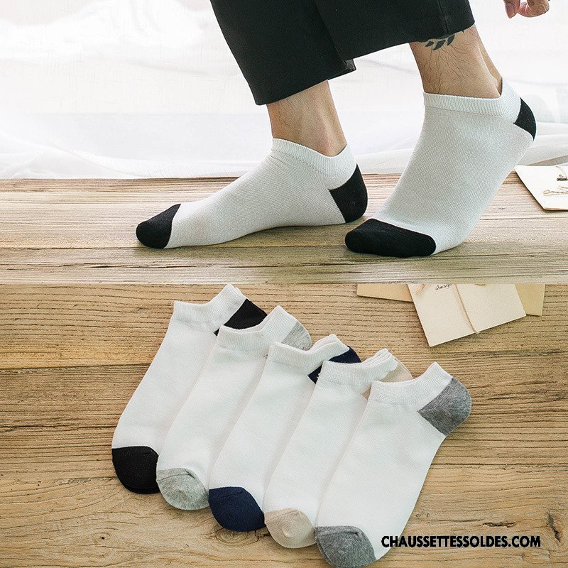 Chaussettes Courtes Homme Casual Basse Chaussette Courte 100% Coton Le Nouveau Couleurs Mixtes Blanc