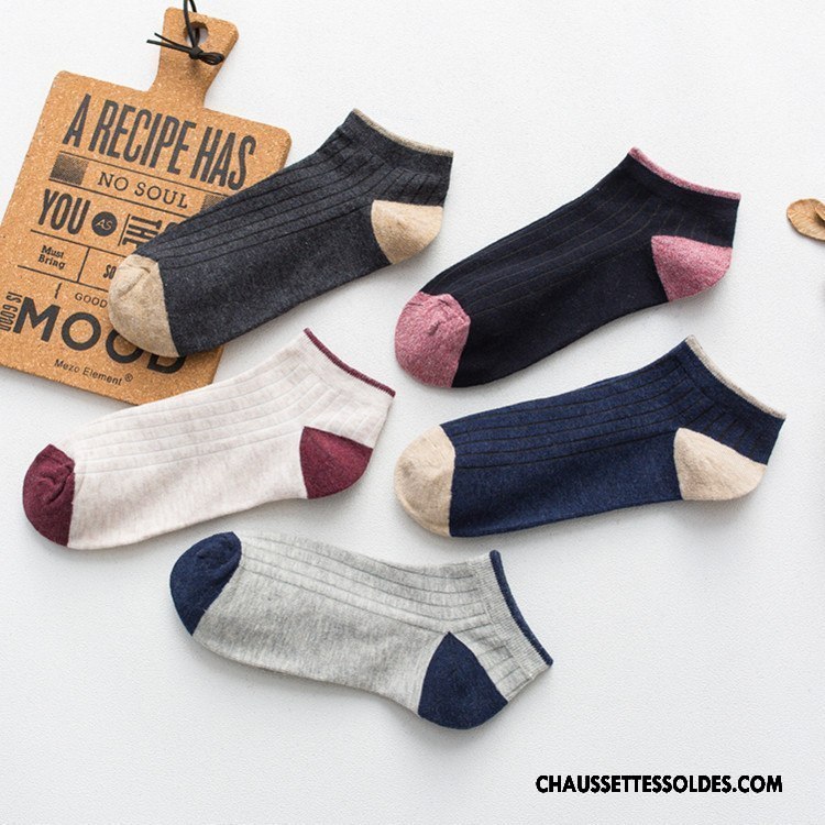 Chaussettes Courtes Homme Chaussette Basse Coupée Chaussette Courte 100% Coton Printemps Coton Bio Invisible Gris Clair Foncé