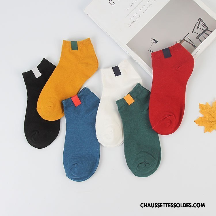 Chaussettes Courtes Homme Chaussette Basse Coupée Coton Bio Printemps Été Chaussette Courte Pure Rouge
