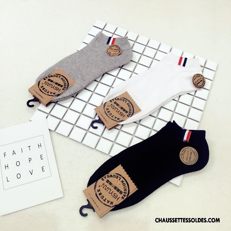 Chaussettes Courtes Homme Chaussette Basse Coupée Le Nouveau Casual Printemps Mouvement 100% Coton Pure Blanc
