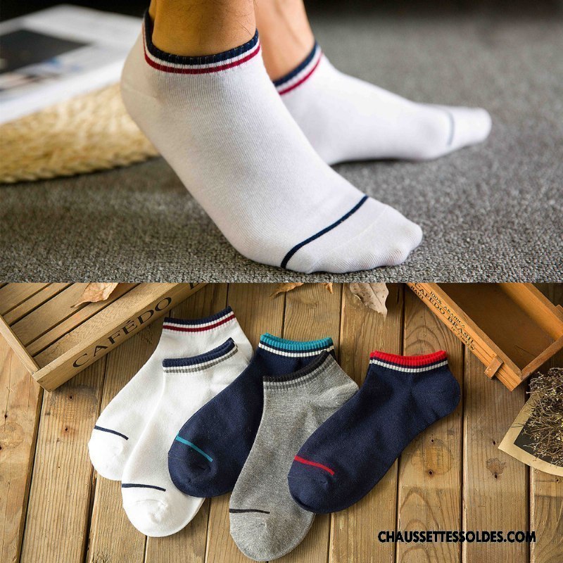 Chaussettes Courtes Homme Chaussette Courte Chaussette Basse Coupée 100% Coton Printemps Mouvement Été Couleurs Mixtes Blanc