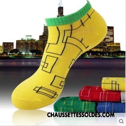 Chaussettes Courtes Homme Chaussette Courte Mouvement Basse Personnalité Été Tendance Blanc Noir Jaune Clair