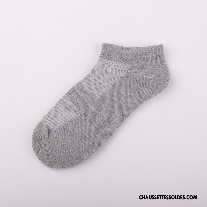 Chaussettes Courtes Homme Chaussette Courte Été Engrener Chaussettes En Coton Légère Casual Pure Gris Clair