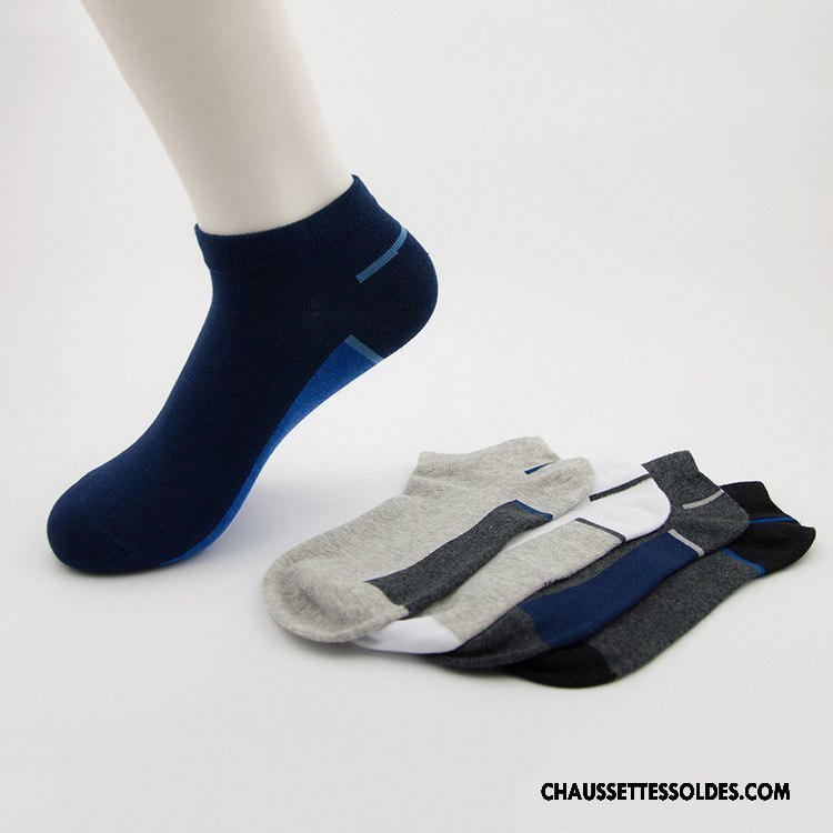 Chaussettes Courtes Homme Chaussettes En Coton Absorber La Sueur Adulte Casual Toutes Les Saisons Respirant Bleu