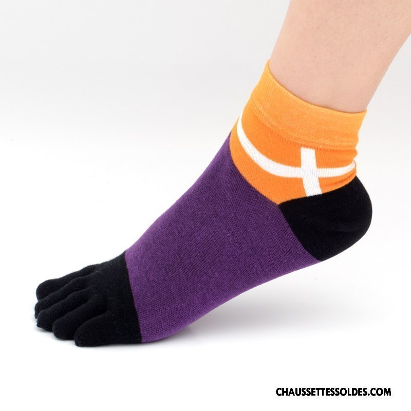 Chaussettes Courtes Homme Chaussettes En Coton Absorber La Sueur Toutes Les Saisons Mode Cinq Doigts Couleurs Mixtes Coloré