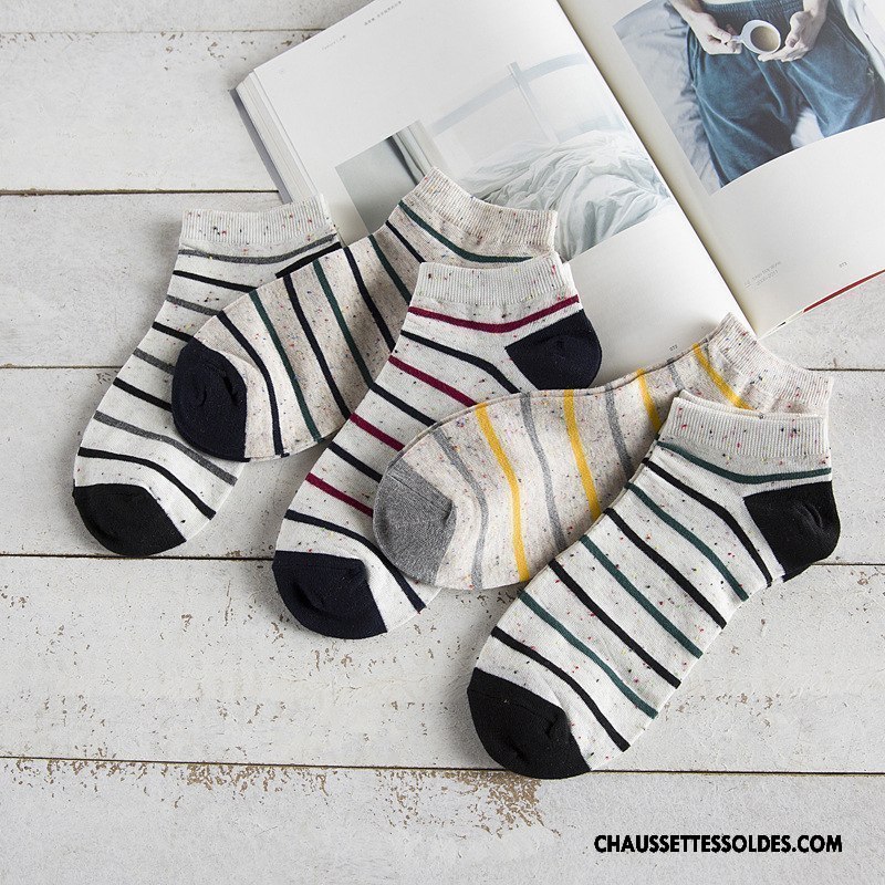 Chaussettes Courtes Homme Chaussettes En Coton Chaussette Basse Coupée Casual Rayé Nouvelles Arrivées Yarn Coloré