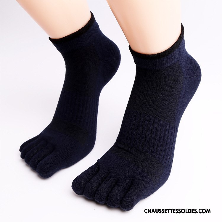 Chaussettes Courtes Homme Cinq Doigts Matelassé De Travail Respirant Noir