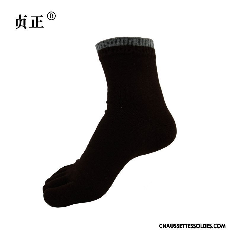 Chaussettes Courtes Homme Cinq Doigts Mouvement Anti-odeur Printemps Milieu Chaussettes En Coton Noir