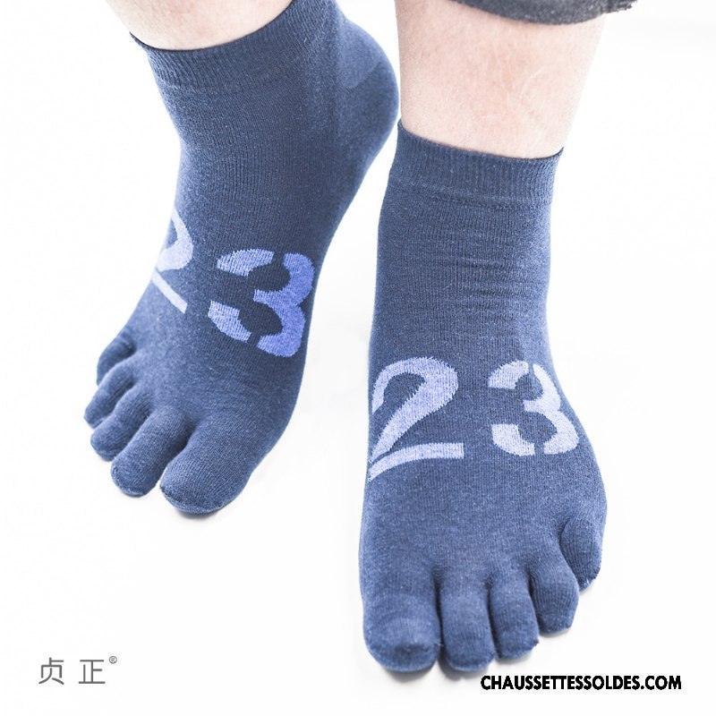 Chaussettes Courtes Homme Cinq Doigts Numérique 100% Coton Coton Bio Été Printemps Bleu Marin