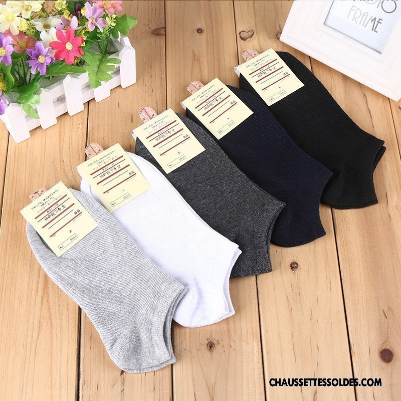 Chaussettes Courtes Homme Coton Bio Chaussette Basse Coupée Imprimé Anti-odeur Été 100% Coton Pure Noir