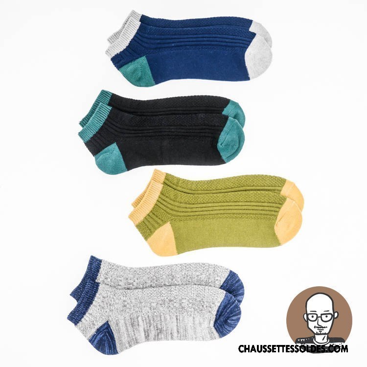 Chaussettes Courtes Homme Coton Bio Rétro Invisible Chaussette Basse Coupée Tendance Style National Vert