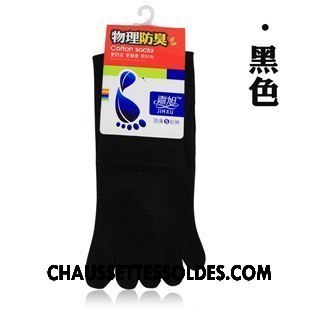Chaussettes Courtes Homme De Travail Cinq Doigts 100% Coton Milieu Coton Bio Noir