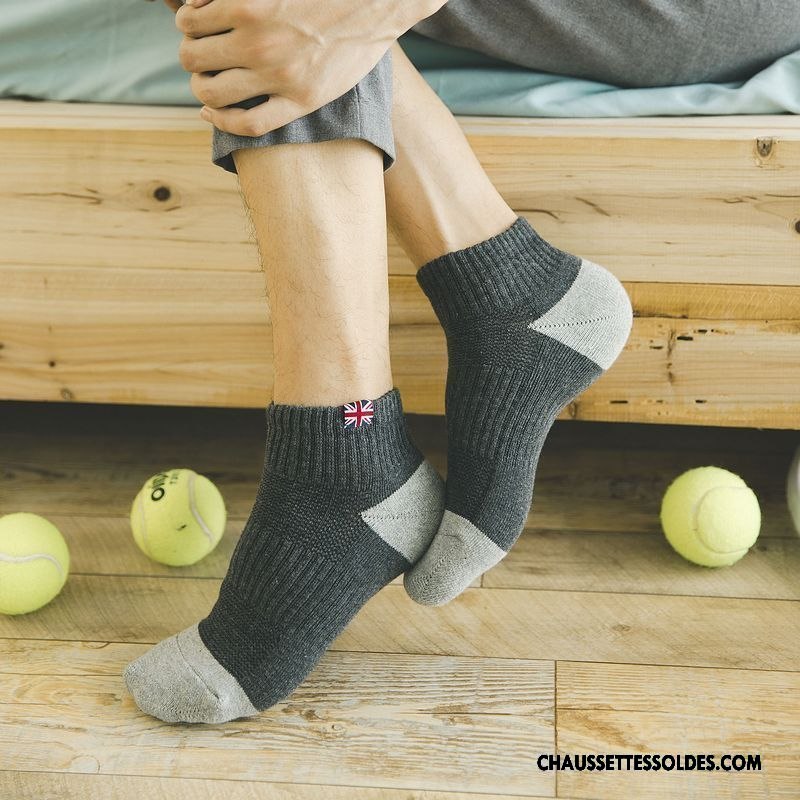 Chaussettes Courtes Homme Escalade De Plein Air Terry Renforcé Absorber La Sueur Britanique Gris Foncé