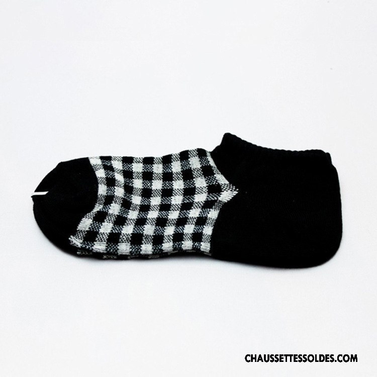 Chaussettes Courtes Homme Femme Imprimé Petit Lovers Coton Bio Carreaux Noir