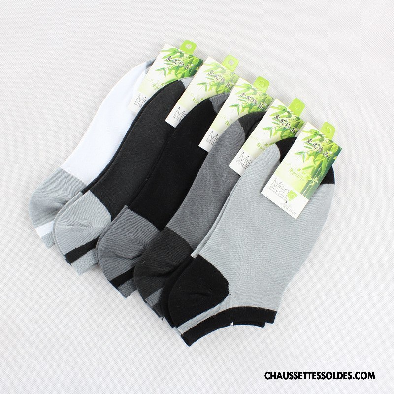 Chaussettes Courtes Homme Fibre Chaussette Basse Coupée Légère Bambou Anti-odeur Invisible Pure Gris Clair