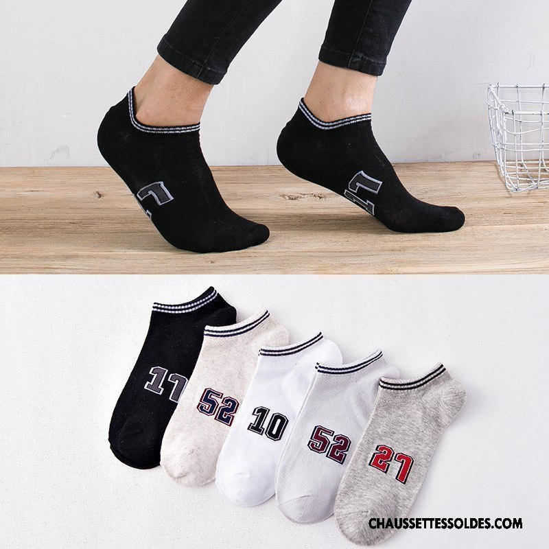 Chaussettes Courtes Homme Le Nouveau 100% Coton Chaussette Courte Numérique Basse Basket Noir