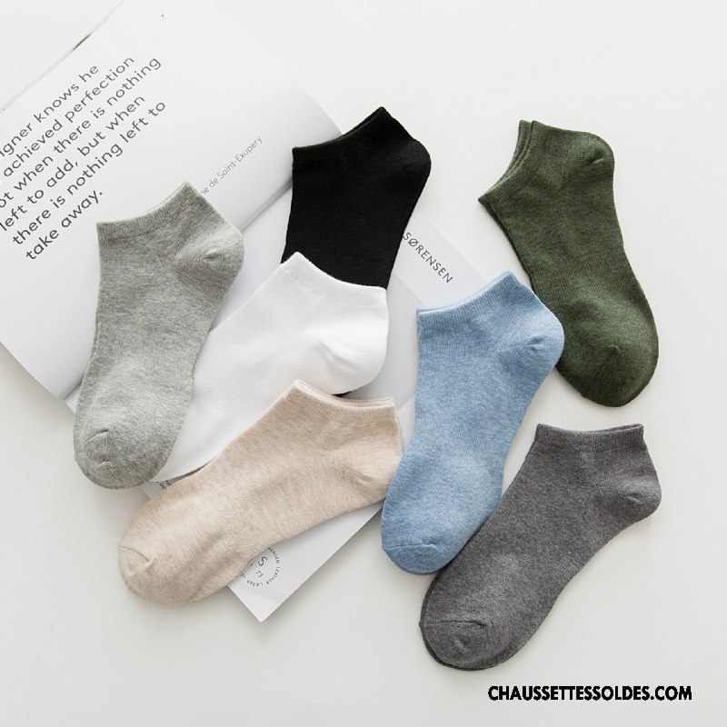 Chaussettes Courtes Homme Le Nouveau 100% Coton Mouvement Toutes Les Saisons Casual Chaussette Basse Coupée Pure Bleu