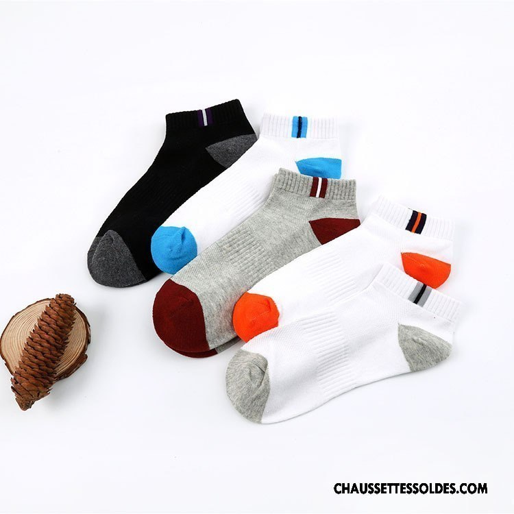 Chaussettes Courtes Homme Le Nouveau Printemps 100% Coton Absorber La Sueur Chaussette Basse Coupée Anti-odeur Blanc