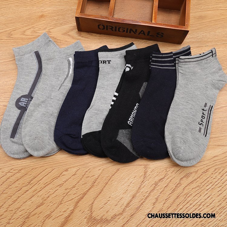 Chaussettes Courtes Homme Manuel Chaussette Basse Coupée Milieu Printemps Été Couleurs Mixtes Gris