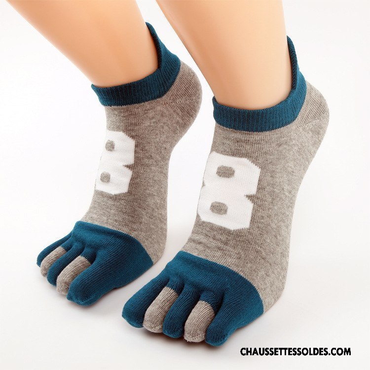 Chaussettes Courtes Homme Matelassé Casual Chaussette Courte Mouvement Cinq Doigts Gris