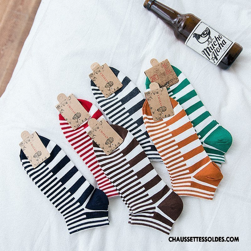 Chaussettes Courtes Homme Matelassé Chaussette Basse Coupée Confortable Chaussette Courte Le Nouveau Rayé Bordeaux Coloré