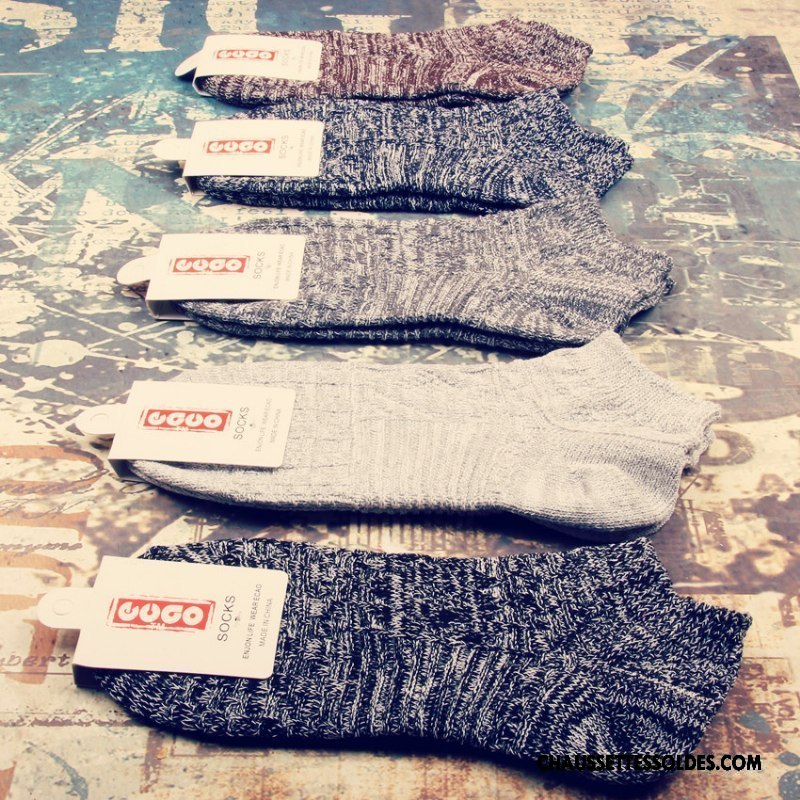 Chaussettes Courtes Homme Mouvement Chaussette Basse Coupée Épais Chaussettes En Coton Bien Gris