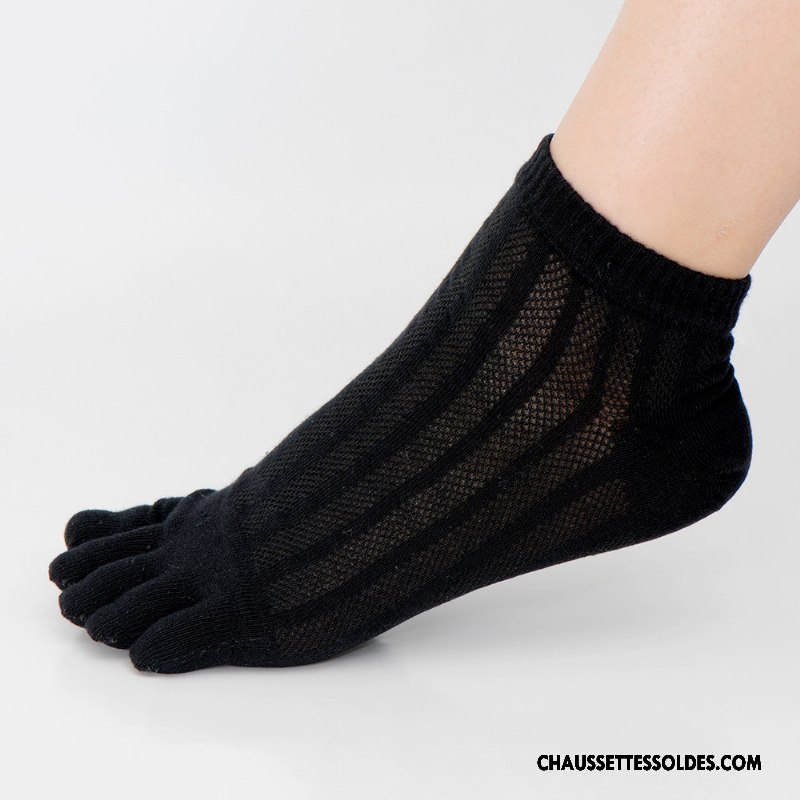 Chaussettes Courtes Homme Mouvement Matelassé Engrener Cinq Doigts Anti-odeur Respirant Noir