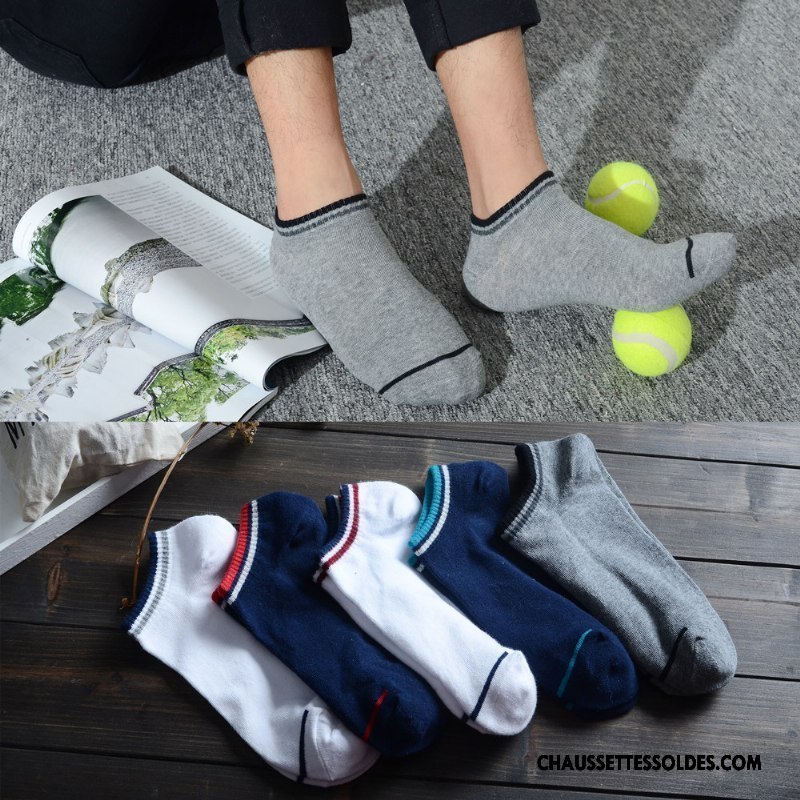 Chaussettes Courtes Homme Printemps Chaussette Basse Coupée Couleur Mouvement Chaussettes En Coton Été Couleurs Mixtes Gris