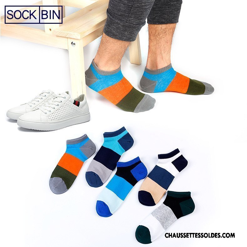 Chaussettes Courtes Homme Printemps Respirant Absorber La Sueur Coton Bio Été Chaussette Basse Coupée Couleurs Mixtes Coloré Clair