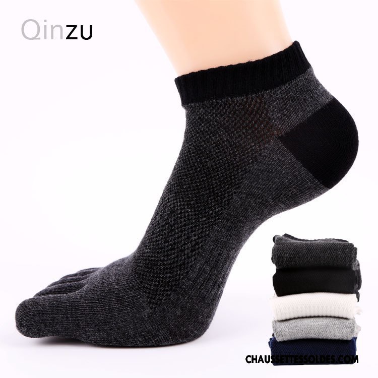 Chaussettes Courtes Homme Respirant Cinq Doigts Absorber La Sueur Matelassé Casual Mouvement Gris