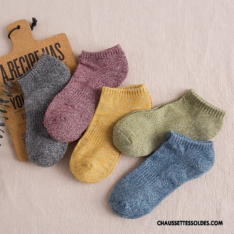 Chaussettes Courtes Homme Serviette Renforcé Plus De Velours Casual L'automne 100% Coton Bleu Marin Pure