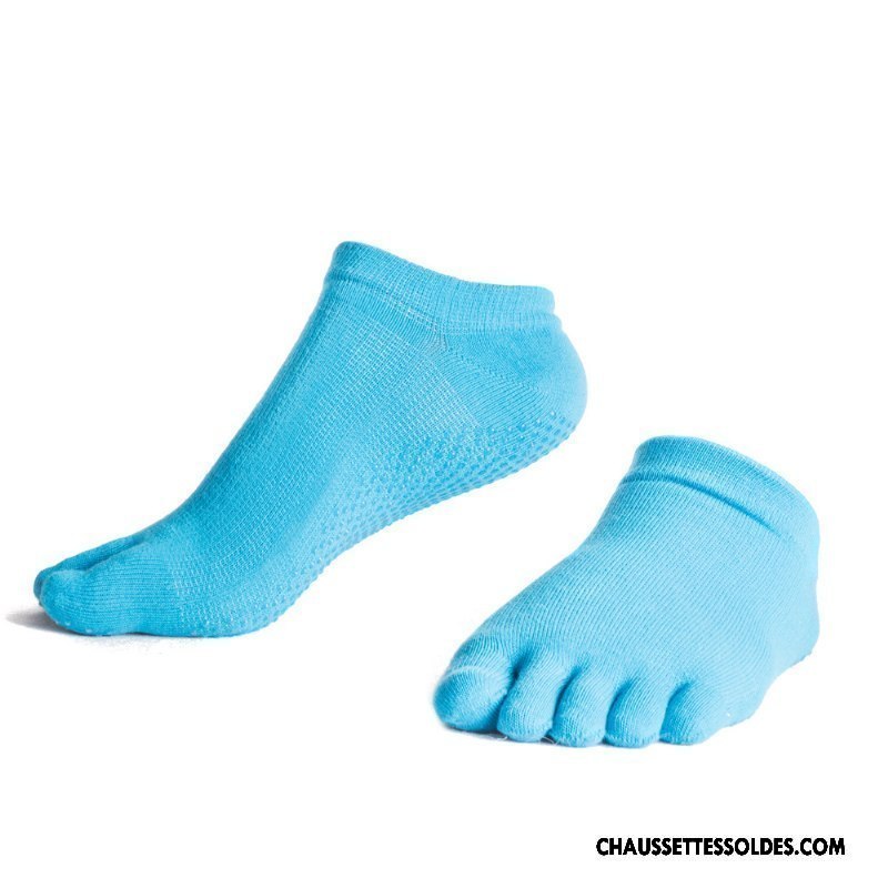Chaussettes Courtes Homme Silicone Métier Cinq Doigts Coton Bio Yoga Respirant Bleu