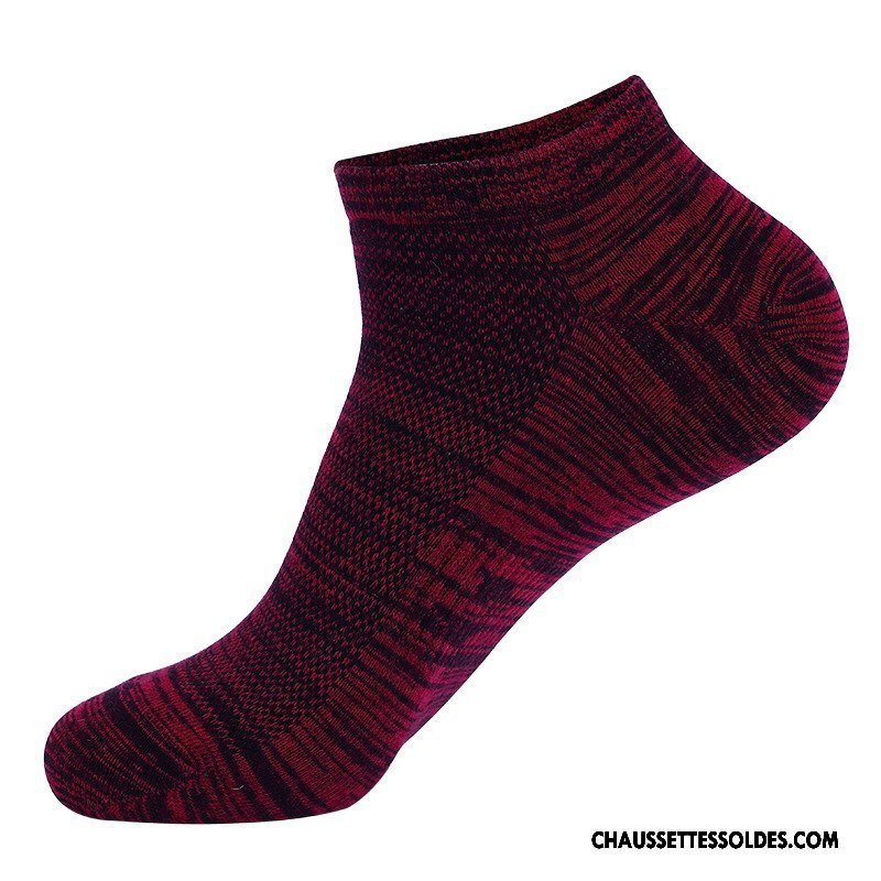 Chaussettes Courtes Homme Séchage Rapide Antibactérien Respirant Invisible Anti-odeur Chaussette Courte Bordeaux