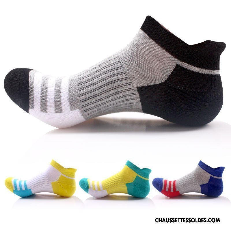 Chaussettes Courtes Homme Tendance 100% Coton Printemps Rayé De Plein Air Chaussette Basse Coupée Gris
