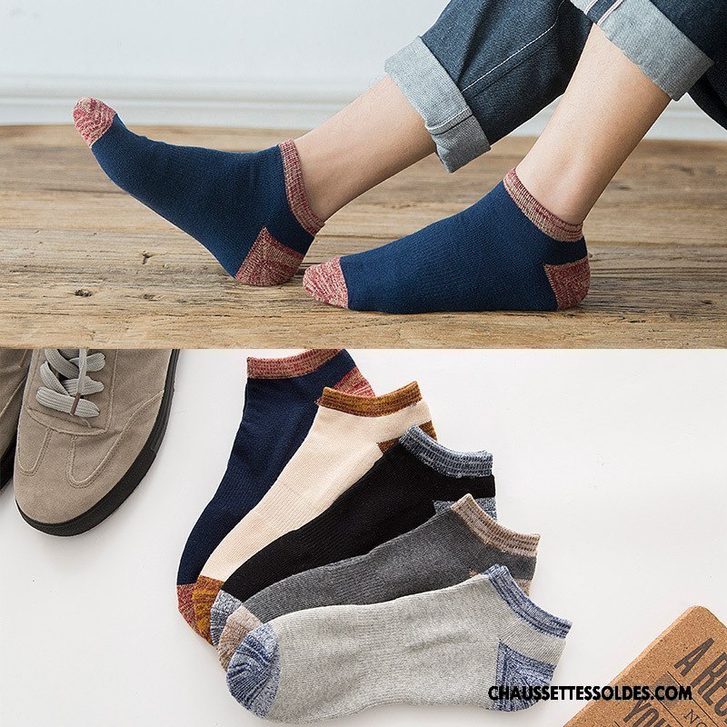 Chaussettes Courtes Homme Thermiques Terry L'automne Casual 100% Coton Hiver Pure Bleu