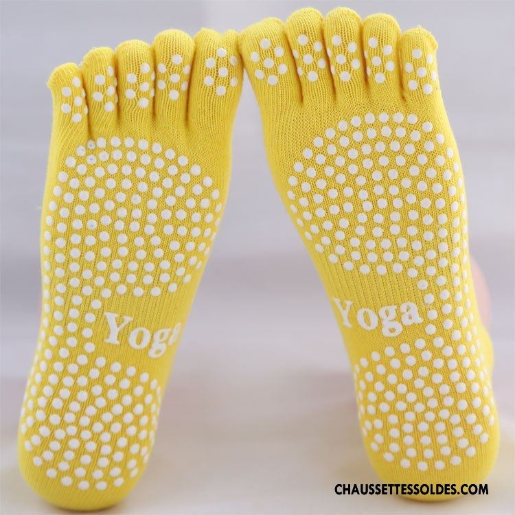 Chaussettes De Yoga Femme Antidérapant Cinq Doigts Matelassé Le Nouveau Jaune