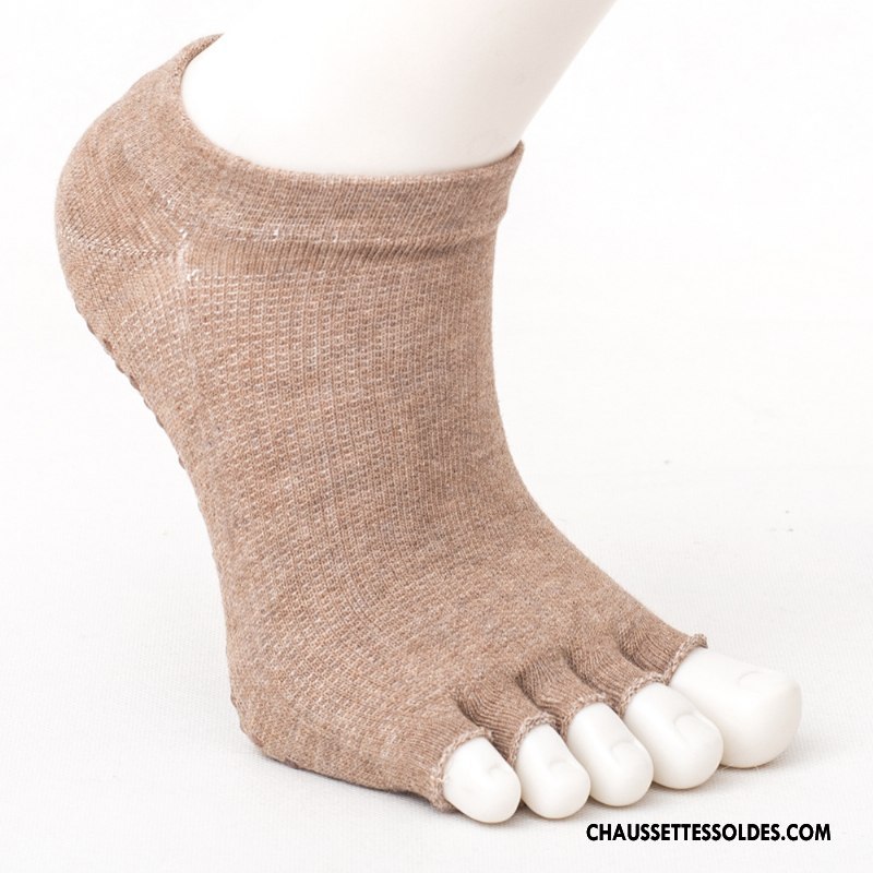 Chaussettes De Yoga Femme Cinq Doigts Chaussettes En Coton Danse Silicone Antidérapant Mouvement Marron / Brun