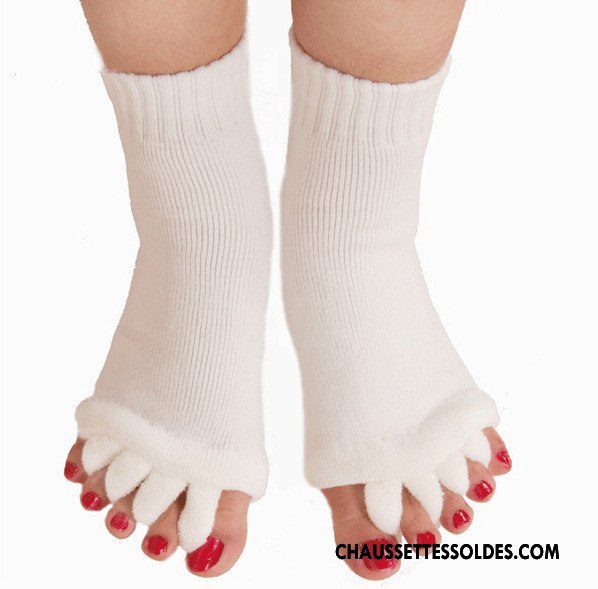 Chaussettes De Yoga Femme Cinq Doigts Doigts Exposés Modèles Féminins Massage Homme Matelassé Blanc