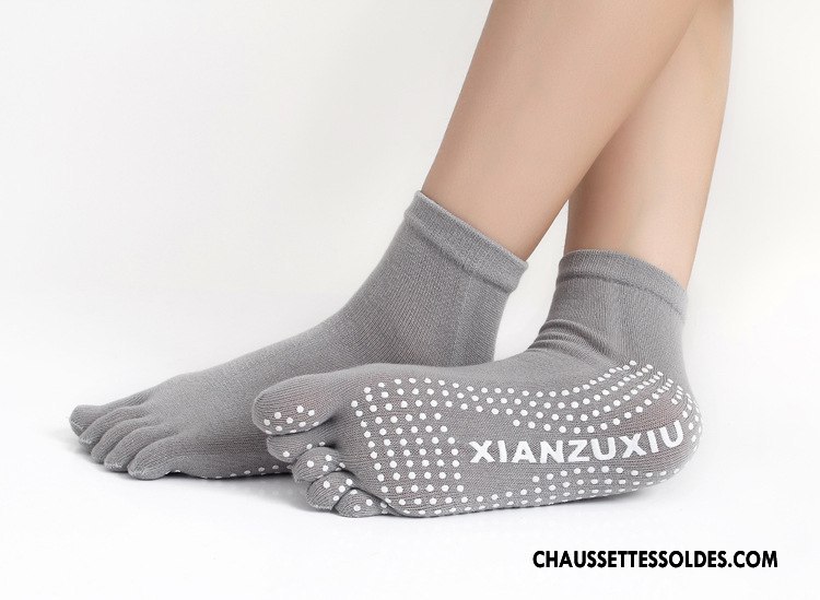 Chaussettes De Yoga Femme Dame Cinq Doigts Antidérapant Danse Europe Gris