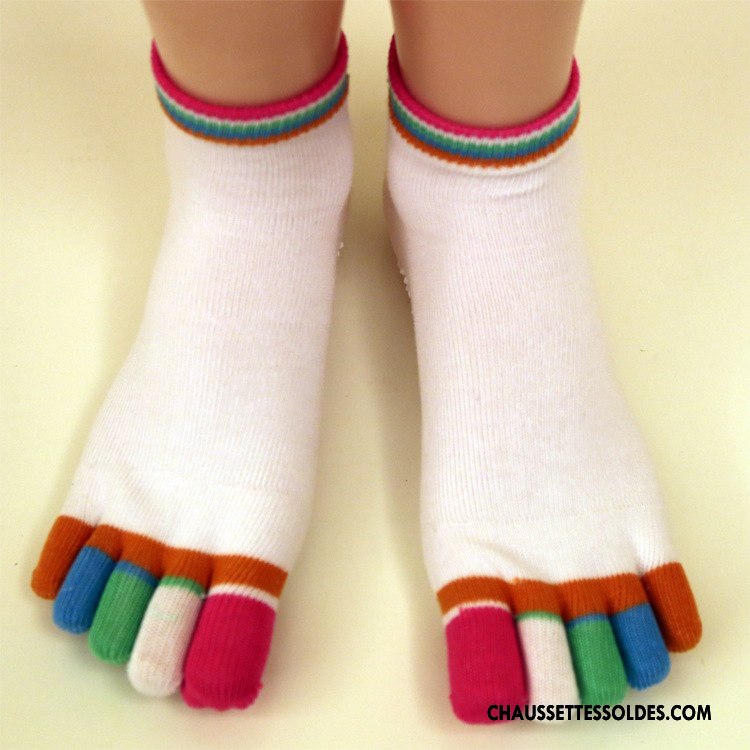 Chaussettes De Yoga Femme Doigt De Pied Antidérapant Blanc