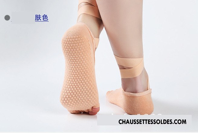 Chaussettes De Yoga Femme Les Bretelles Doigts Exposés Coton Bio Dame Antidérapant Mouvement Noir