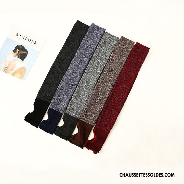 Chaussettes De Yoga Femme Long Stock Hiver L'automne Thermiques Fleurs Bordeaux