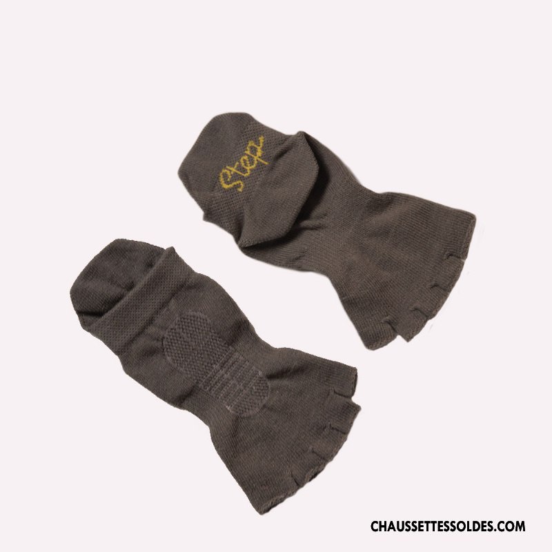 Chaussettes De Yoga Femme Métier Mouvement Antidérapant Danse Coton Bio Ouverture Du Pied Gris