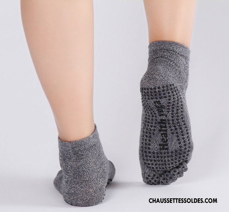 Chaussettes De Yoga Femme Respirant Coton Bio Mouvement Homme Cinq Doigts Antidérapant Gris