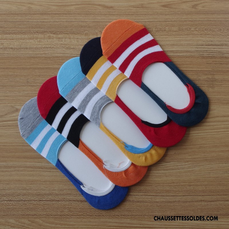 Chaussettes Invisibles Homme 100% Coton Coton Bio Été Chaussette Basse Coupée Silicone Ultra Couleurs De Bonbons Coloré Clair