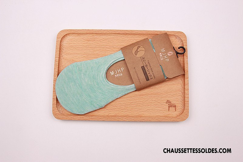 Chaussettes Invisibles Homme 100% Coton Été Silicone Tendance Courte Antidérapant Pure Vert